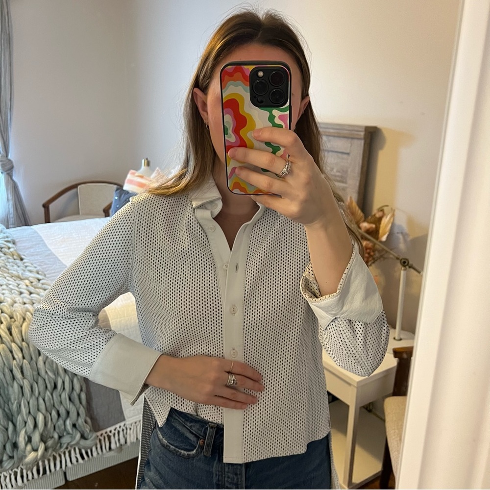 Vintage Leather Button Down Top XS